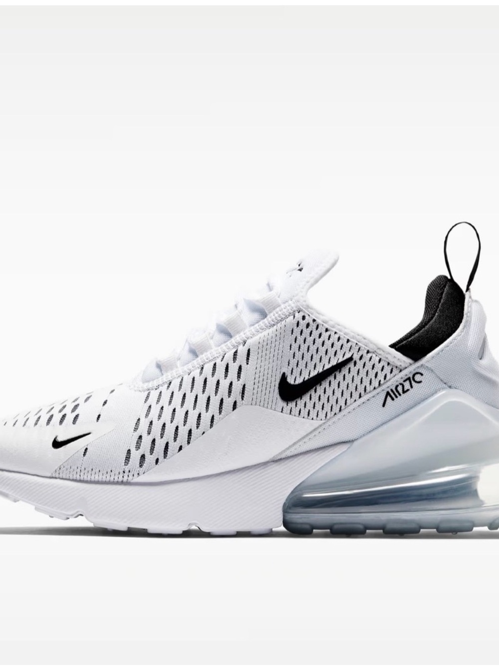 Nike White and Black Air Max 270 Reactive Cushion Sneaker